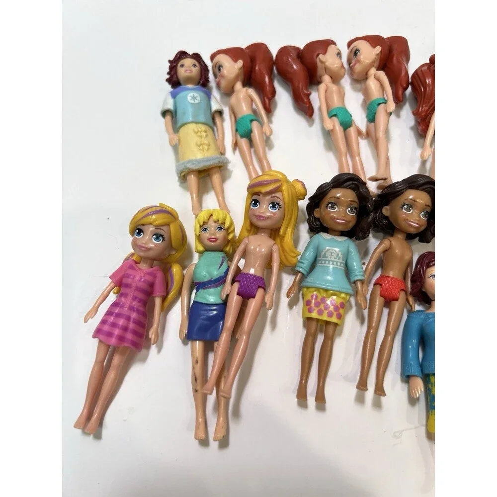 Vintage 2000's Mattel Polly Pocket Dolls Lot Of 19 Articulated Joints Dog Pet